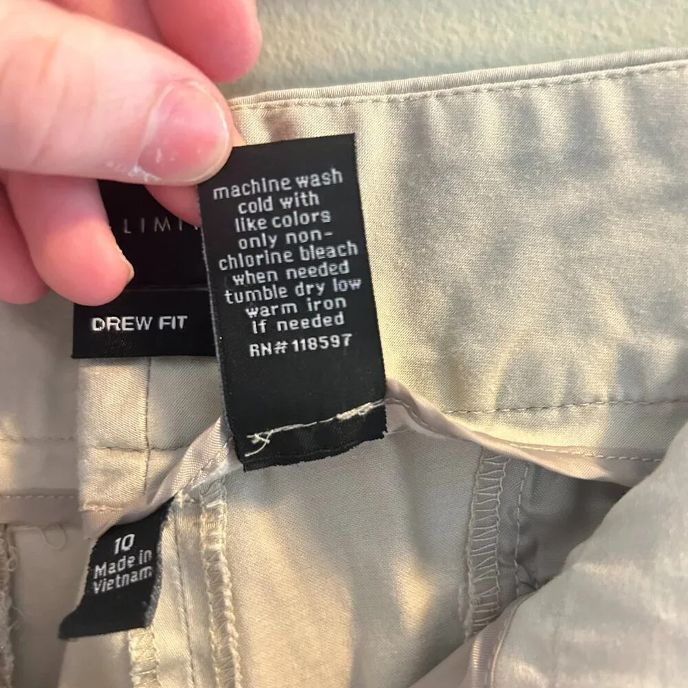 The Limited Drew Fit Khaki Capri Pants Size 10 Cropped Chinos Cotton Spring - Picture 9 of 9
